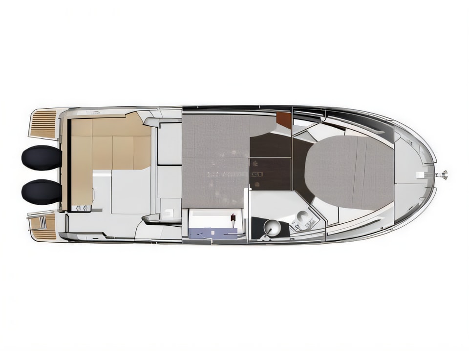 Layout of Jeanneau Merry Fisher 895 motor boat with 2 cabins Croatia yacht charter