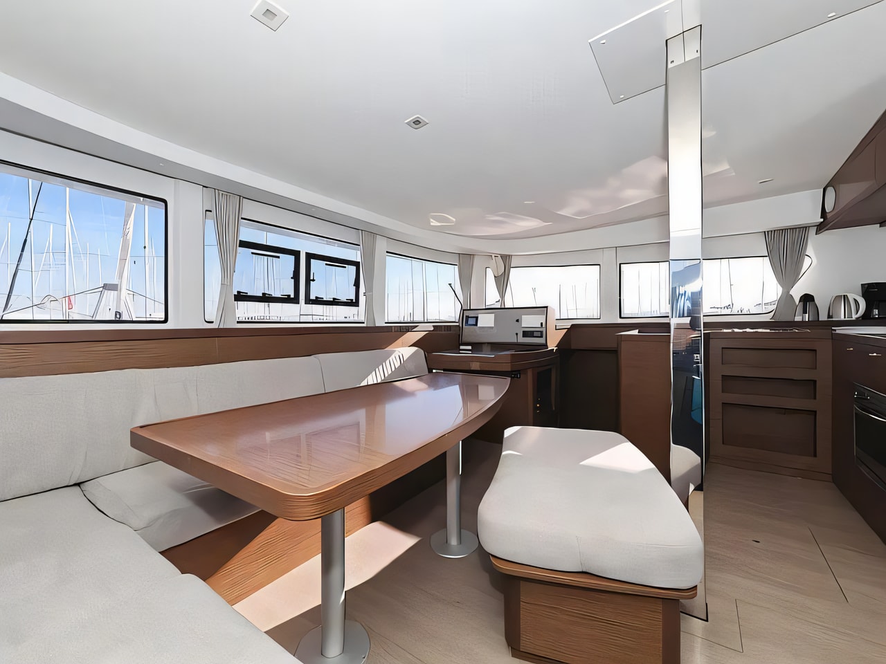 Layout of Lagoon 42 catamaran with 6 cabins Croatia yacht charter