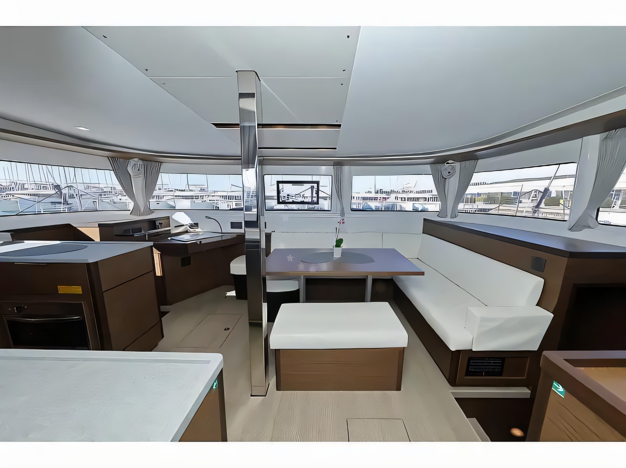 Layout of Lagoon 46 catamaran with 6 cabins Croatia yacht charter