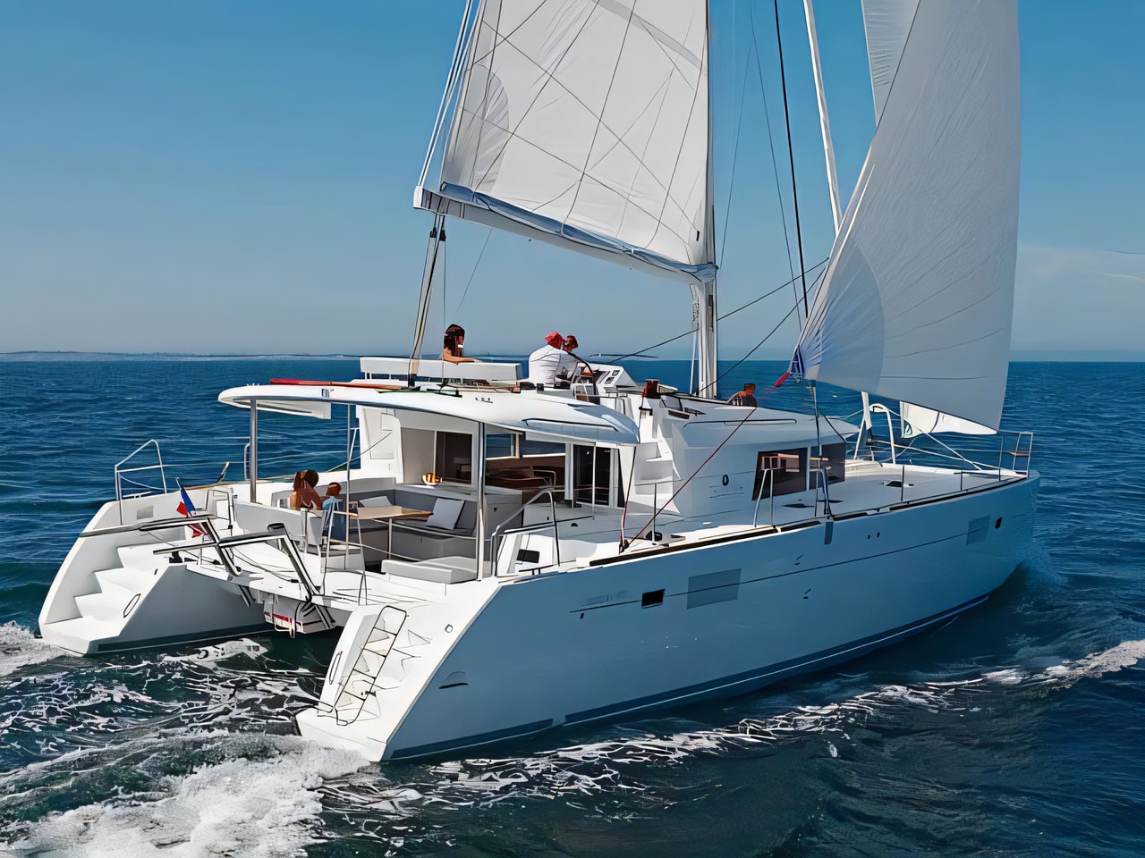 Exterior overview of Lagoon 450 catamaran for charter from Sibenik Marina Mandalina in the Sibenik sailing area Croatia