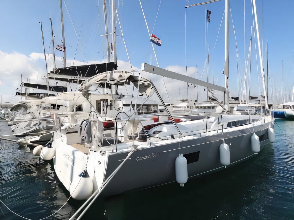 Exterior overview of Oceanis 51.1 sail boat for charter from Sukosan Marina Dalmacija in the Zadar sailing area Croatia