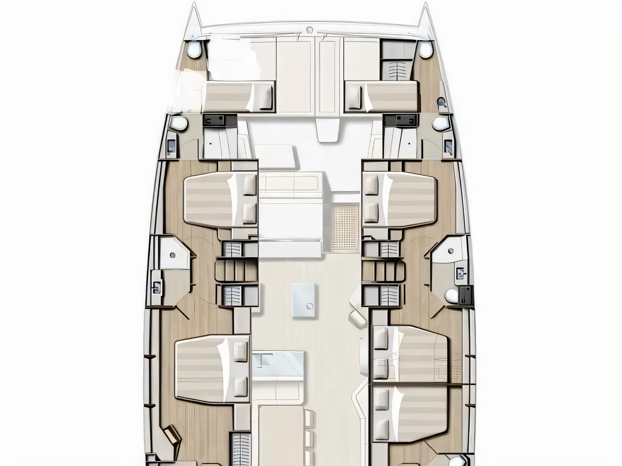Interior of Bali 5.4 catamaran with 7 cabins Croatia yacht charter