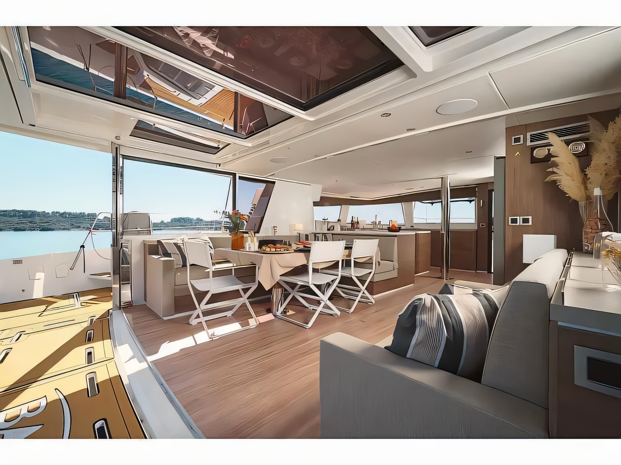 Layout of Bali 5.4 catamaran with 7 cabins Croatia yacht charter
