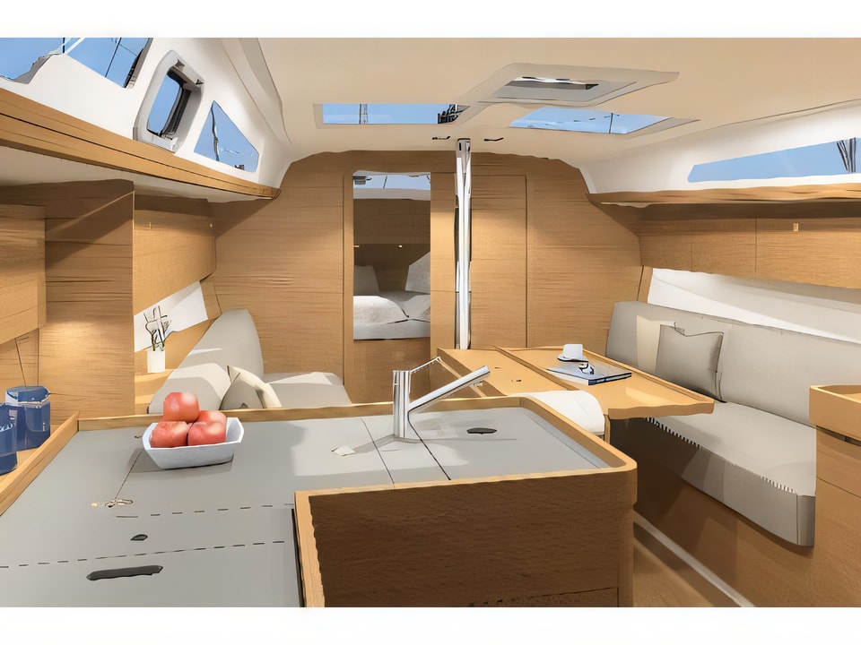 Interior of Dufour 360 GL sail boat with 3 cabins Croatia yacht charter