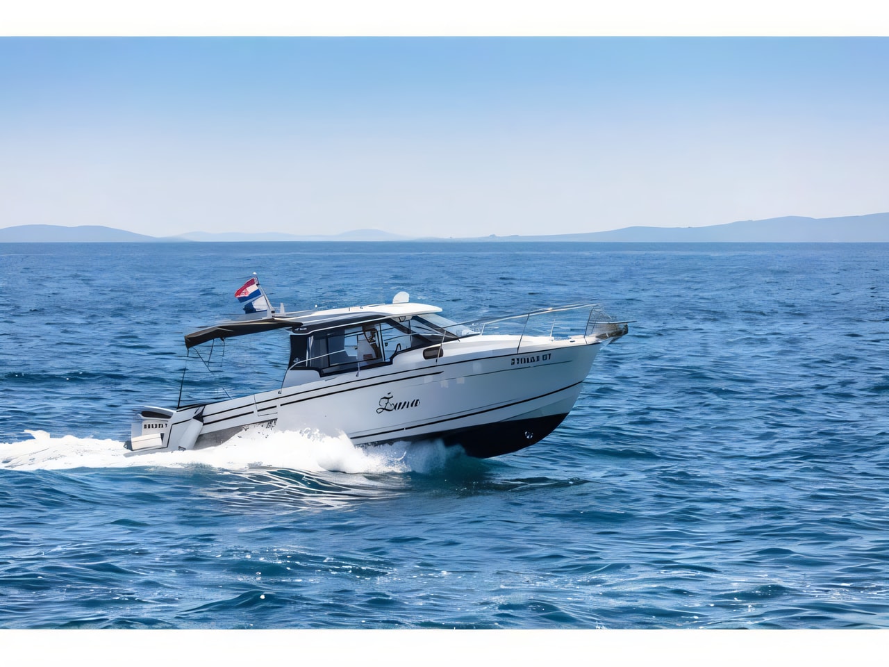 Exterior overview of Merry Fisher 795 motor boat for charter from Split ACI Marina in the Split sailing area Croatia