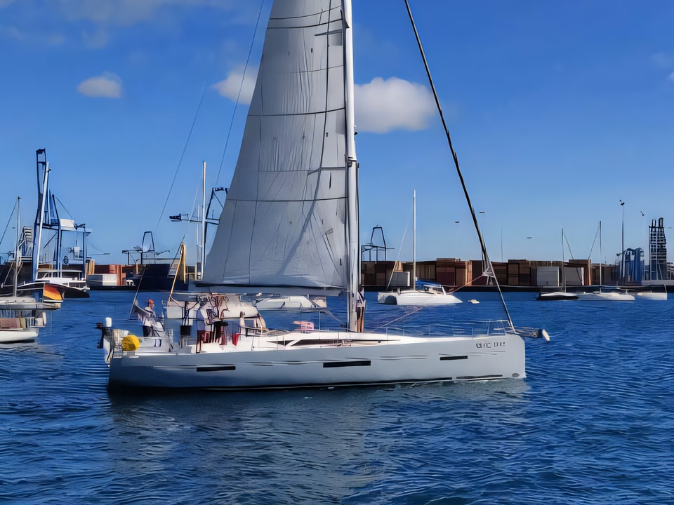 Exterior overview of More 55 sail boat for charter from Kastela Gomilica Marina in the Sibenik sailing area Croatia