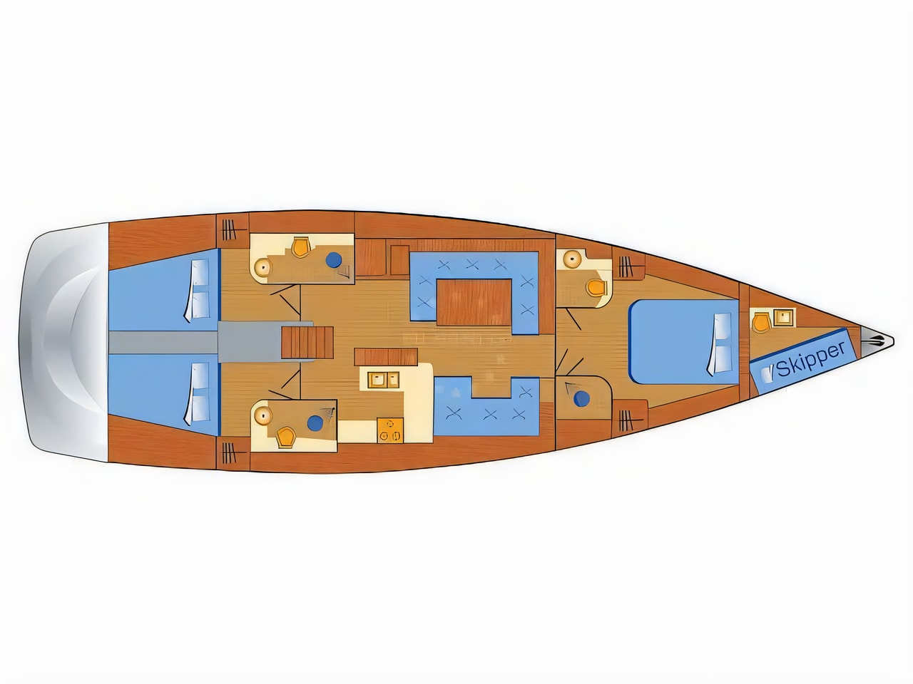 Interior of Hanse 588 sail boat with 3 cabins Croatia yacht charter