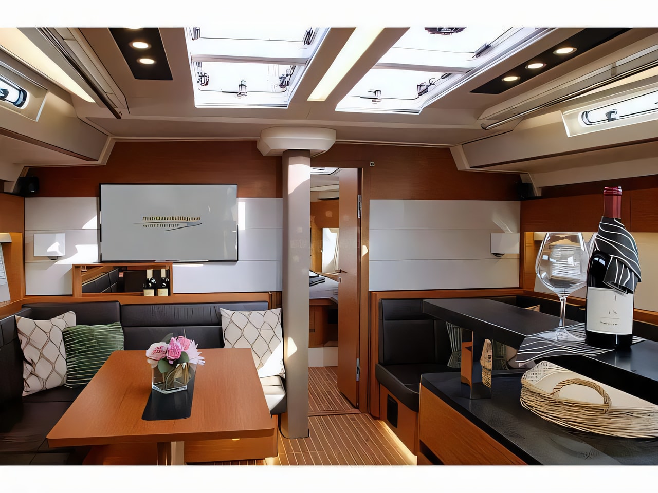 Layout of Hanse 588 sail boat with 3 cabins Croatia yacht charter