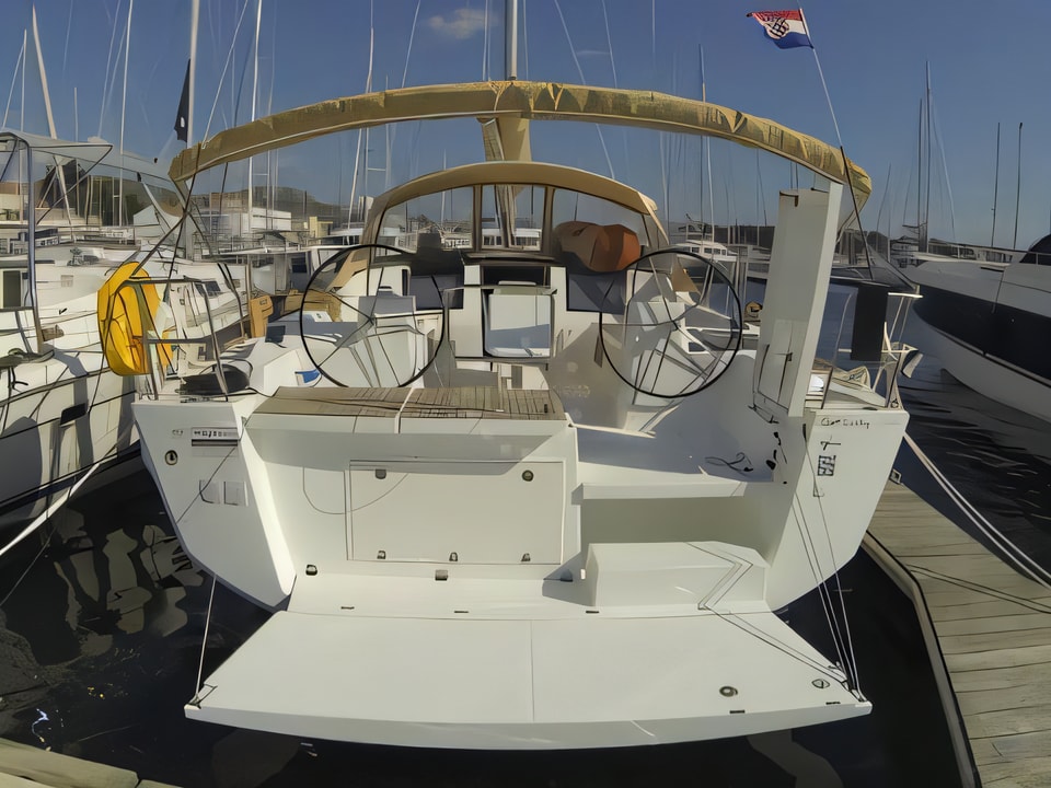 Exterior overview of Dufour 460 sail boat for charter from Seget Donji Marina Baotic in the Split sailing area Croatia