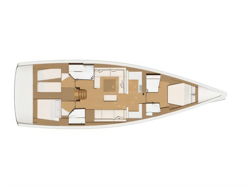 Layout of Dufour 520 GL(owner version) sail boat with 3 cabins Croatia yacht charter