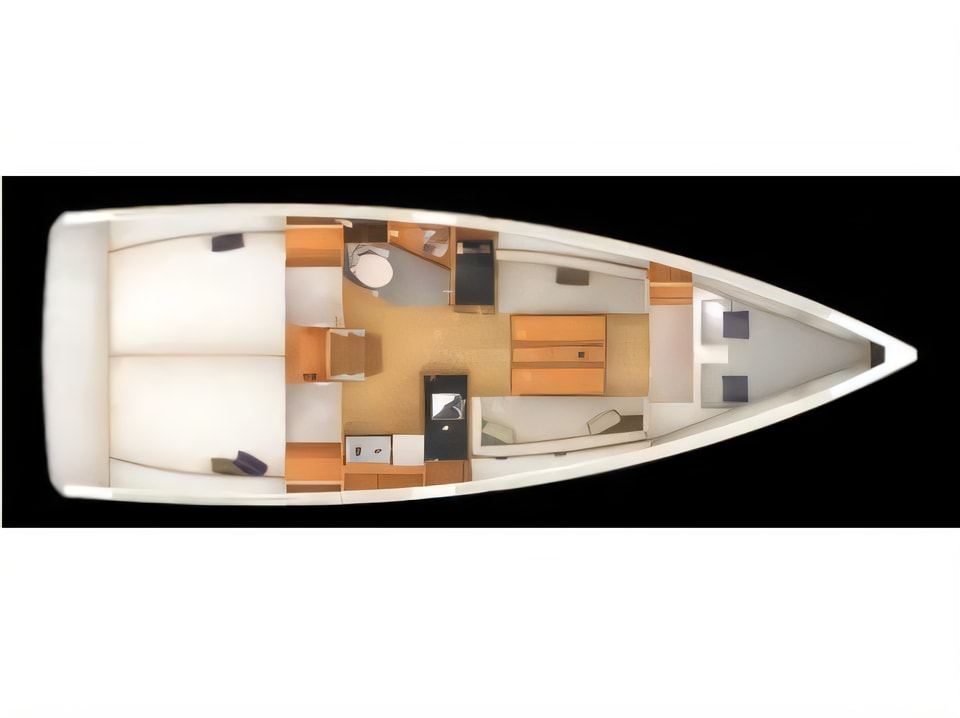 Sun Odyssey 349 yacht layout 3 cabins Croatia charter
