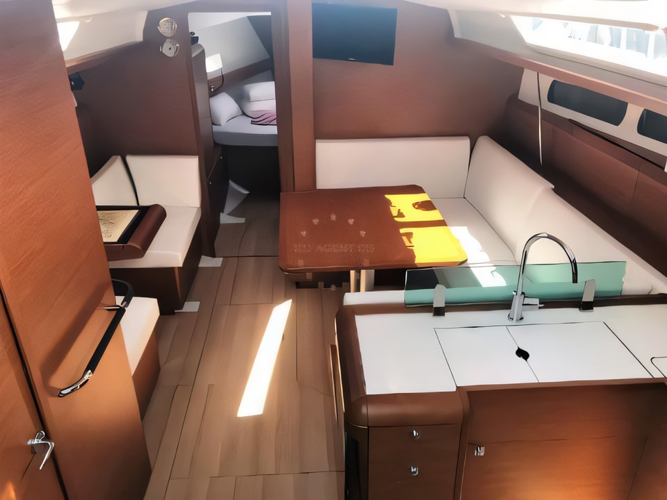 Interior of Sun Odyssey 419 sail boat with 3 cabins Croatia yacht charter