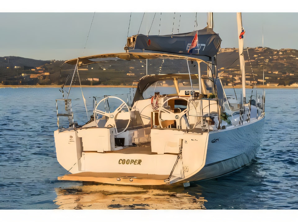 Exterior overview of Elan E4 sail boat for charter from Zadar Marina Zadar in the Zadar sailing area Croatia