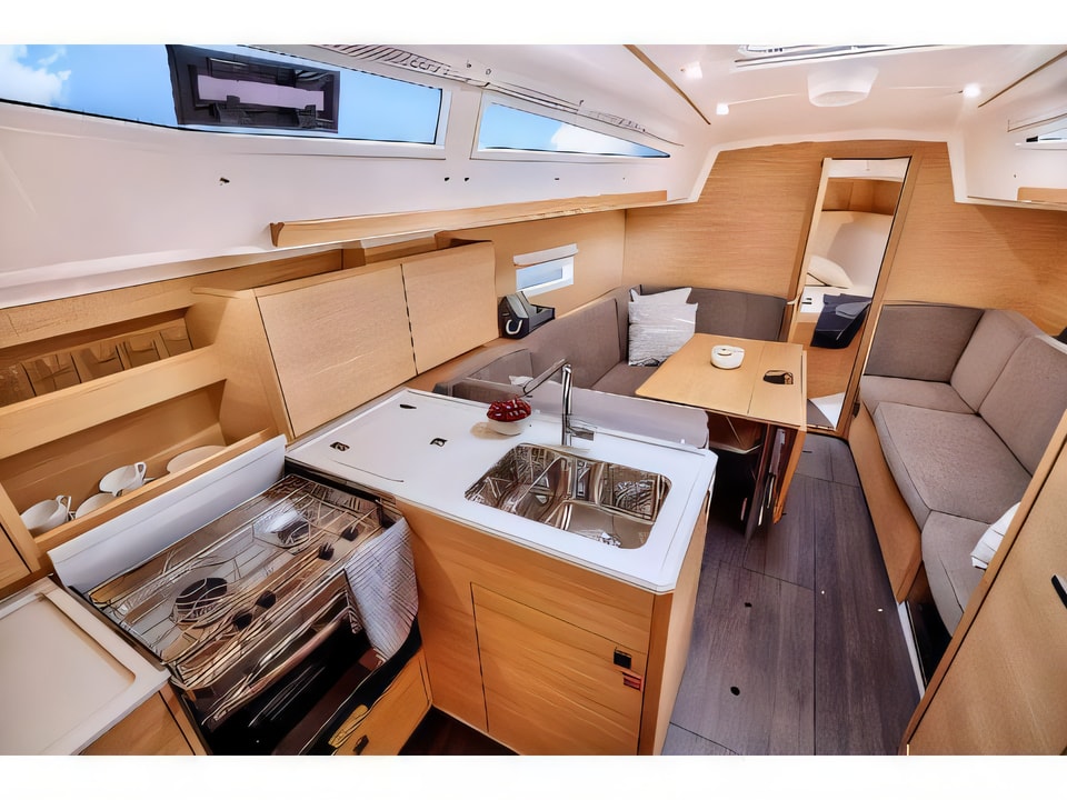 Interior of Elan E4 sail boat with 3 cabins Croatia yacht charter