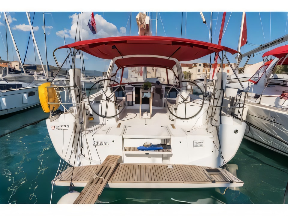 Exterior overview of Oceanis 41.1 sail boat for charter from Split ACI Marina in the Split sailing area Croatia