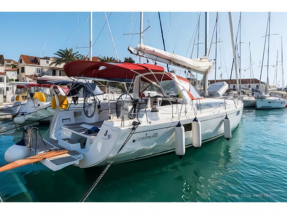 Exterior overview of Oceanis 48 sail boat for charter from Pomer ACI Marina in the Istria / Kvarner sailing area Croatia