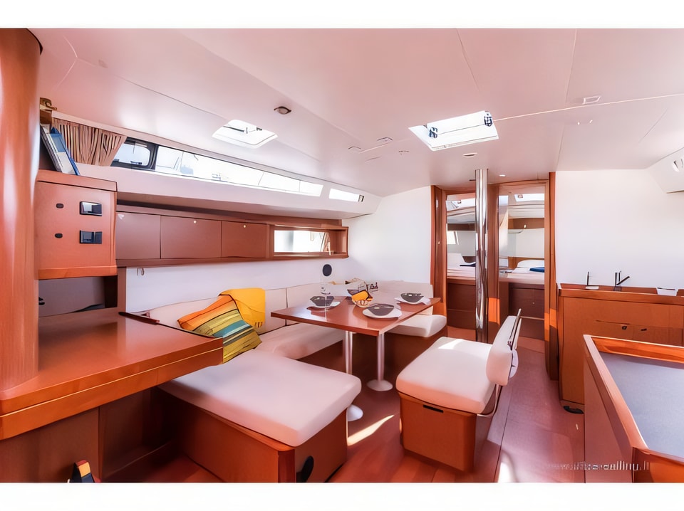 Interior of Oceanis 48 sail boat with 5 cabins Croatia yacht charter