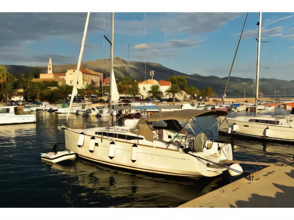 Layout of Sun Odyssey 349 sail boat with 3 cabins Croatia yacht charter