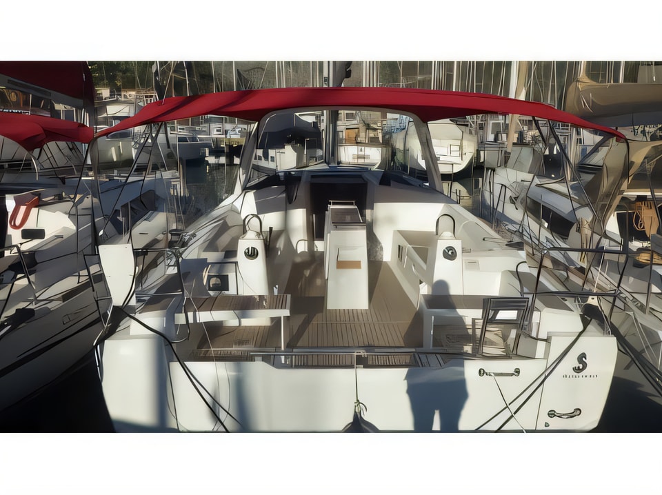 Exterior overview of Oceanis 38.1 sail boat for charter from Dubrovnik ACI Marina in the Dubrovnik sailing area Croatia