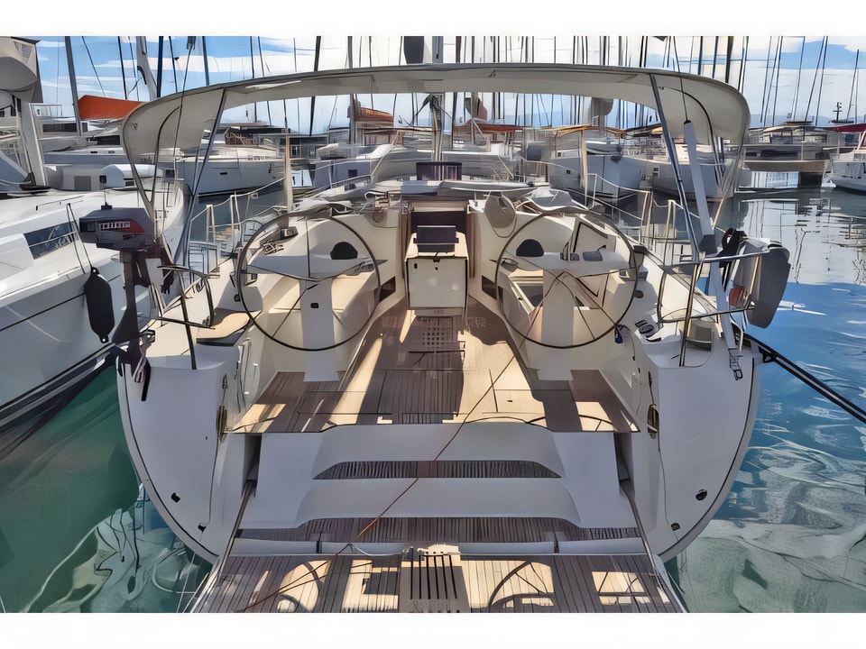 Exterior overview of Bavaria Cruiser 45 OW. sail boat for charter from Dubrovnik ACI Marina in the Dubrovnik sailing area Croatia