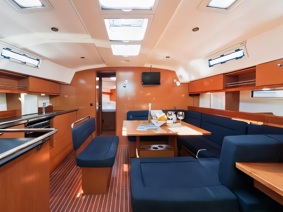 Interior of Bavaria Cruiser 45 OW. sail boat with 3 cabins Croatia yacht charter