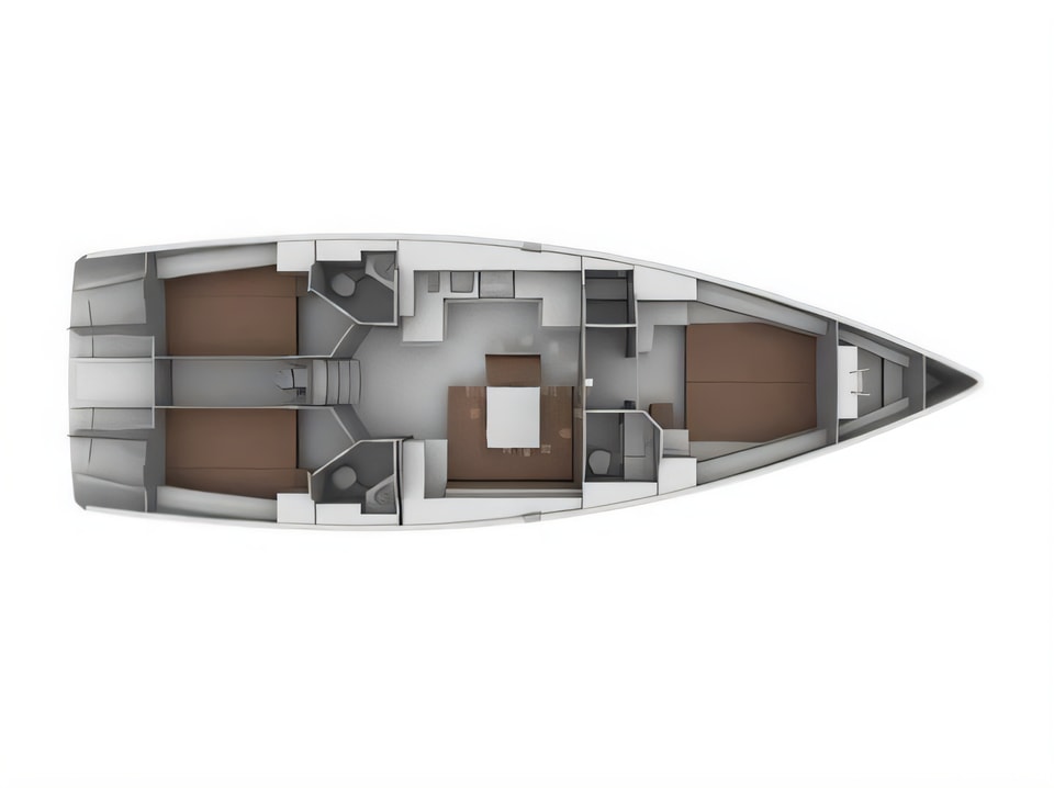 Layout of Bavaria Cruiser 45 OW. sail boat with 3 cabins Croatia yacht charter