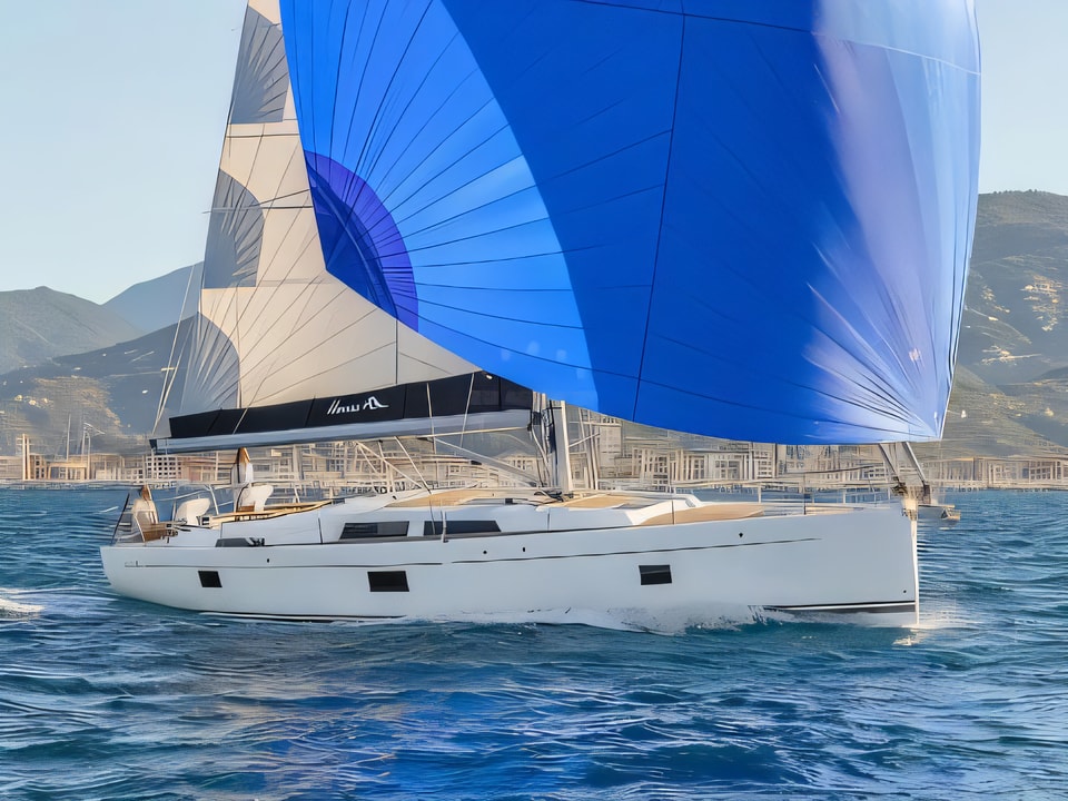 Exterior overview of Hanse 508 sail boat for charter from Sibenik Marina Mandalina in the Sibenik sailing area Croatia