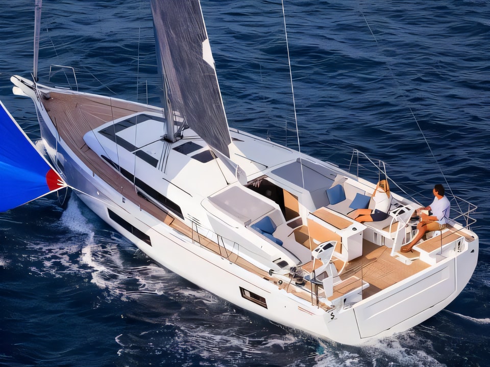 Exterior overview of Oceanis 46.1 sail boat for charter from Split ACI Marina in the Split sailing area Croatia