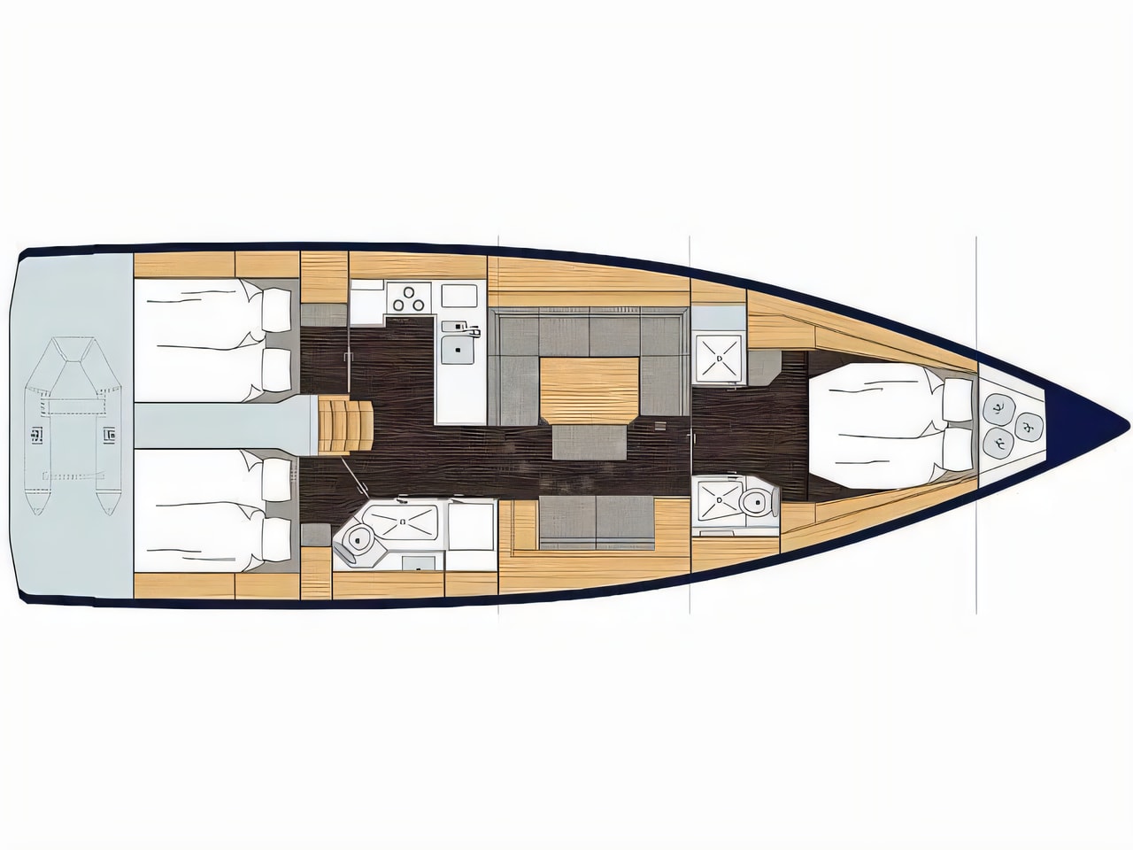 Interior of Bavaria C45 Style sail boat with 3 cabins Croatia yacht charter
