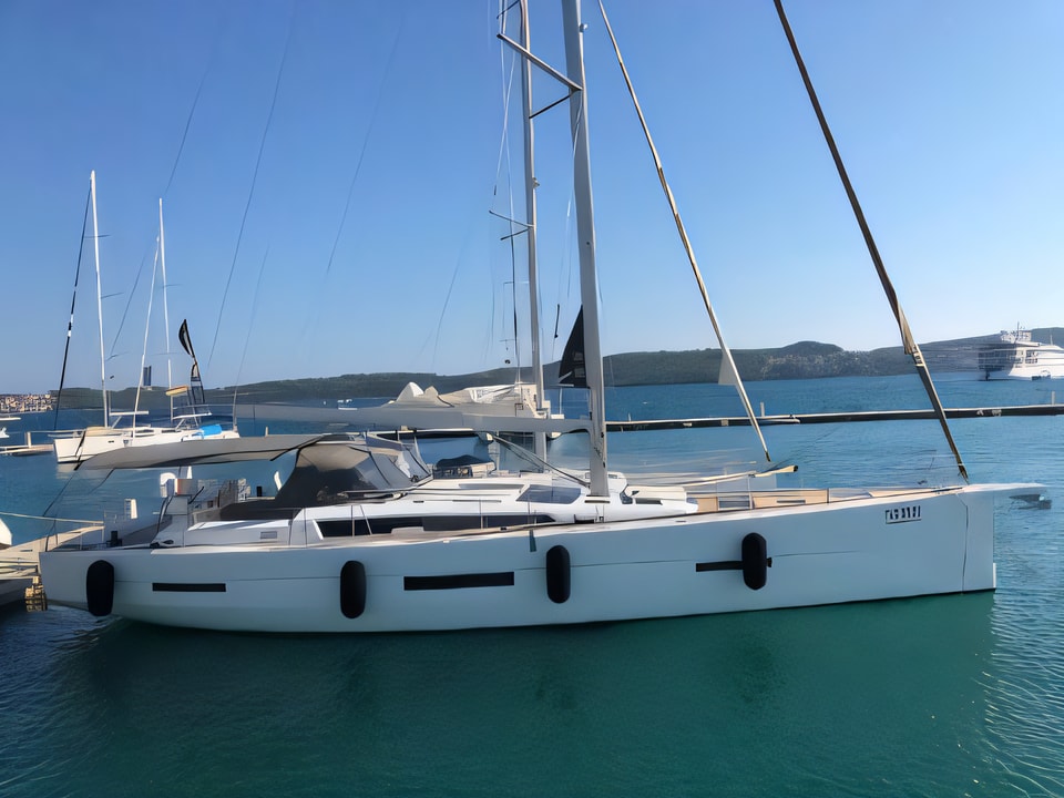 Exterior overview of Dufour 56 Exclusive sail boat for charter from Seget Donji Marina Baotic in the Split sailing area Croatia