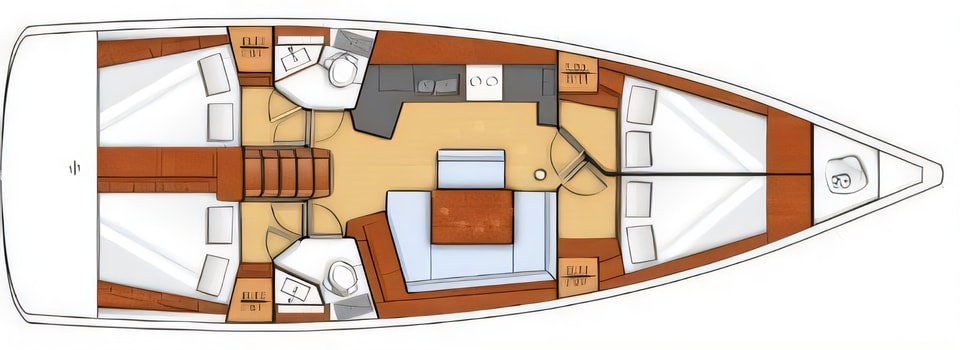 Interior of Oceanis 45 sail boat with 4 cabins Croatia yacht charter