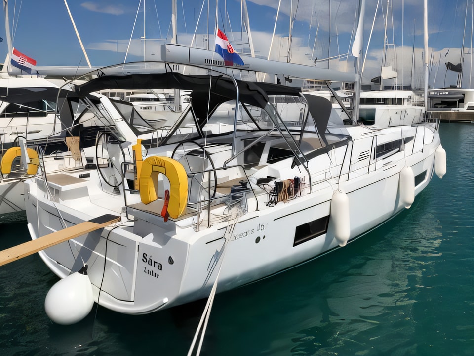 Exterior overview of Oceanis 46.1 sail boat for charter from Sukosan Marina Dalmacija in the Zadar sailing area Croatia