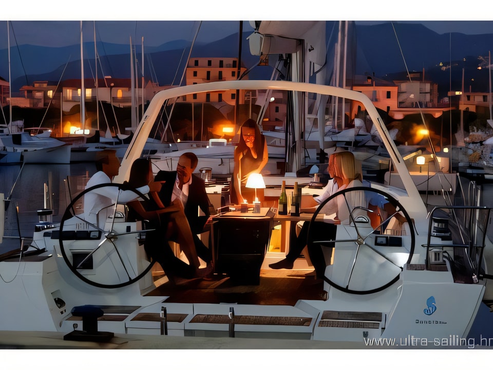 Exterior overview of Oceanis 45 sail boat for charter from Split ACI Marina in the Split sailing area Croatia