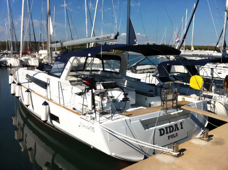 Exterior overview of Oceanis 55 sail boat for charter from Marina Medulin in the Istria / Kvarner sailing area Croatia