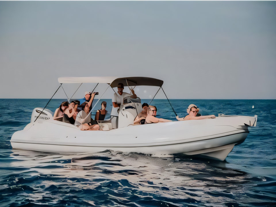Exterior overview of Scanner 710 motor boat for charter from Trogir ACI Marina in the Split sailing area Croatia