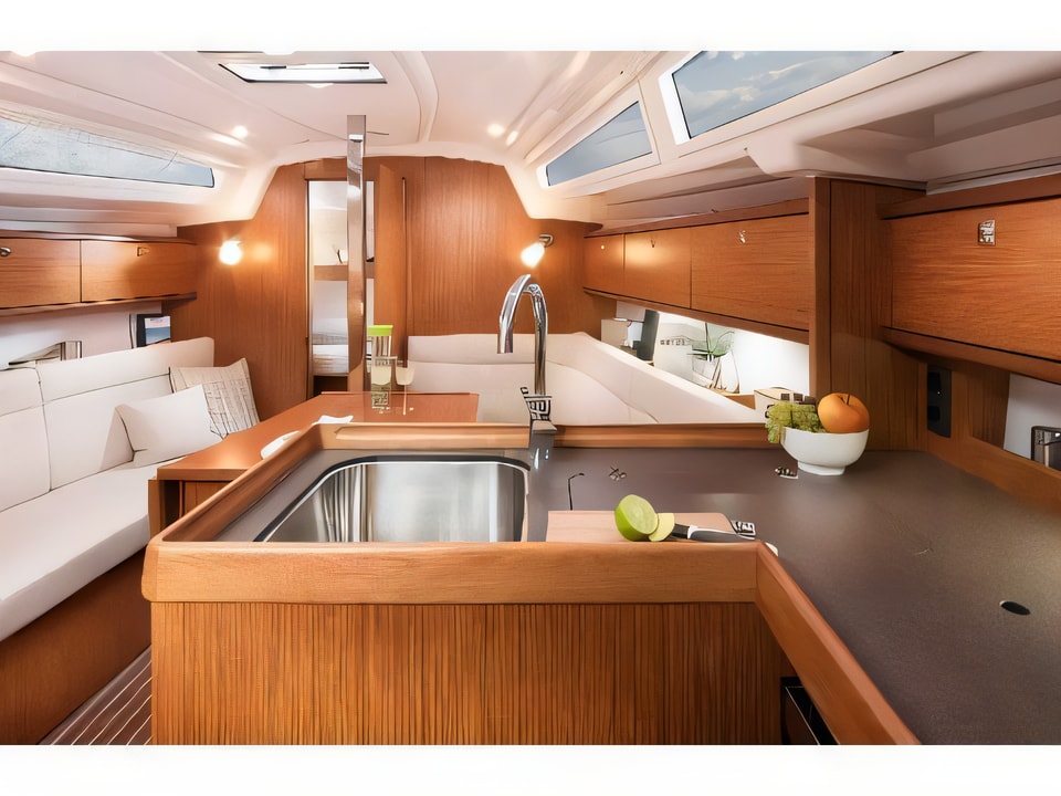 Interior of Bavaria Cruiser 34 Style sail boat with 2 cabins Croatia yacht charter