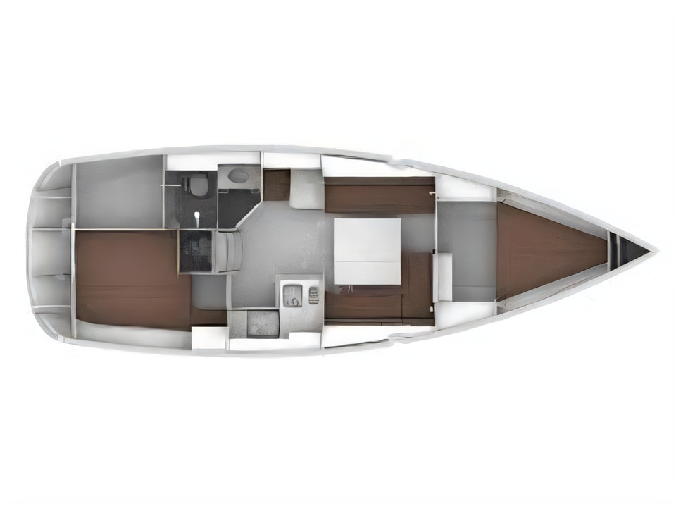 Layout of Bavaria Cruiser 34 Style sail boat with 2 cabins Croatia yacht charter