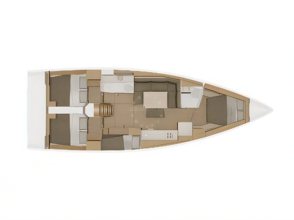 Layout of Dufour 430 sail boat with 4 cabins Croatia yacht charter