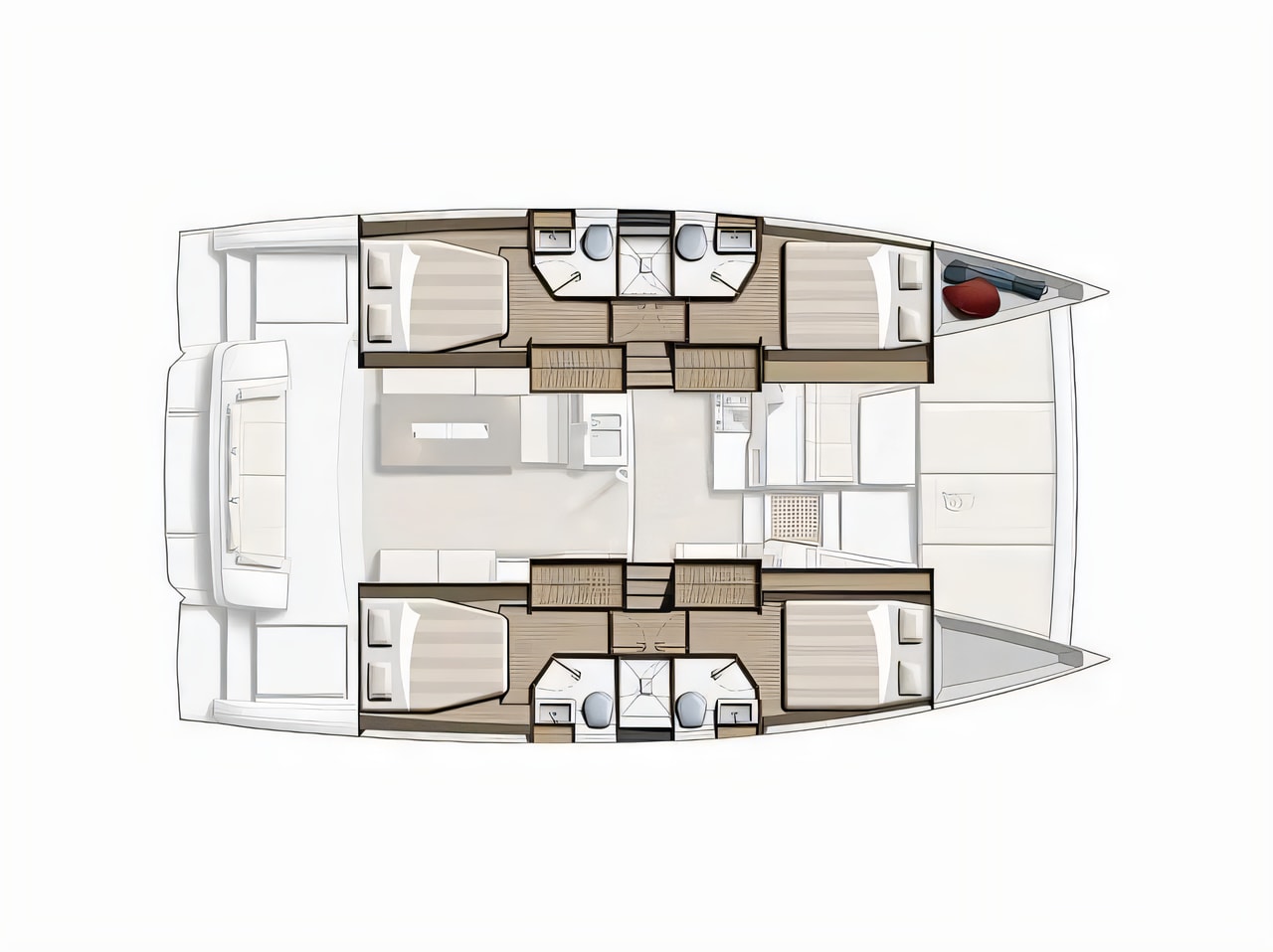 Interior of Bali 4.2 catamaran with 4 cabins Croatia yacht charter