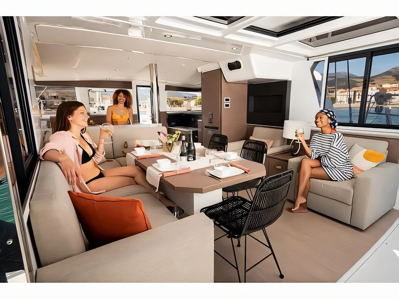 Layout of Bali 4.2 catamaran with 4 cabins Croatia yacht charter