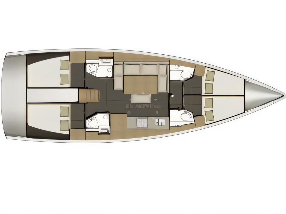 Layout of Dufour 460 Grand Large sail boat with 4 cabins Croatia yacht charter