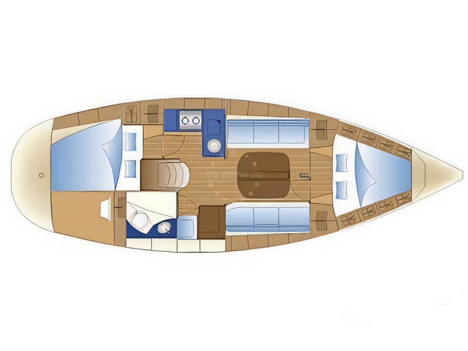 Layout of Bavaria 32 sail boat with 2 cabins Croatia yacht charter