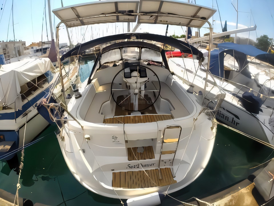 Exterior overview of Sun Odyssey 36.2 sail boat for charter from Zadar Marina in the Kornati sailing area Croatia