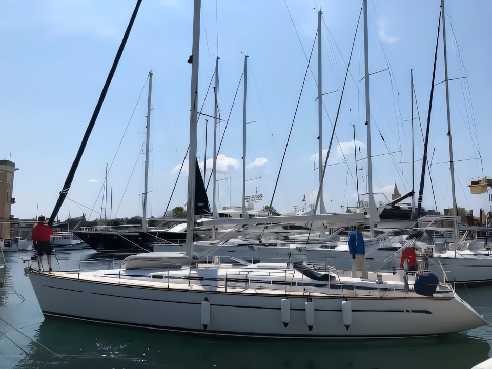 Exterior overview of Bavaria 44 sail boat for charter from Zadar Marina Zadar in the Zadar sailing area Croatia