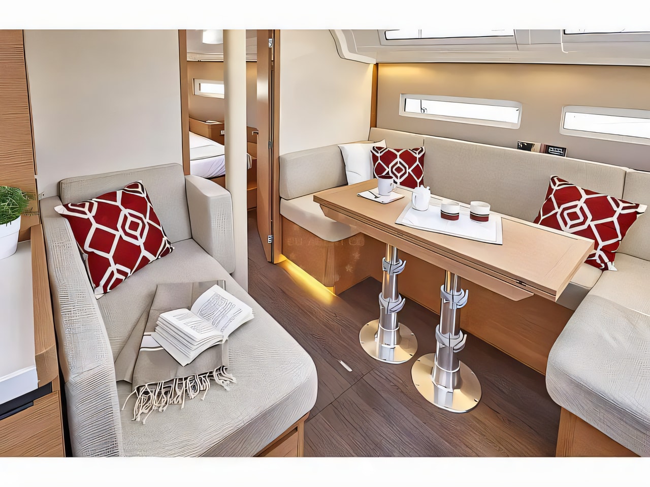 Layout of Sun Odyssey 410 sail boat with 3 cabins Croatia yacht charter