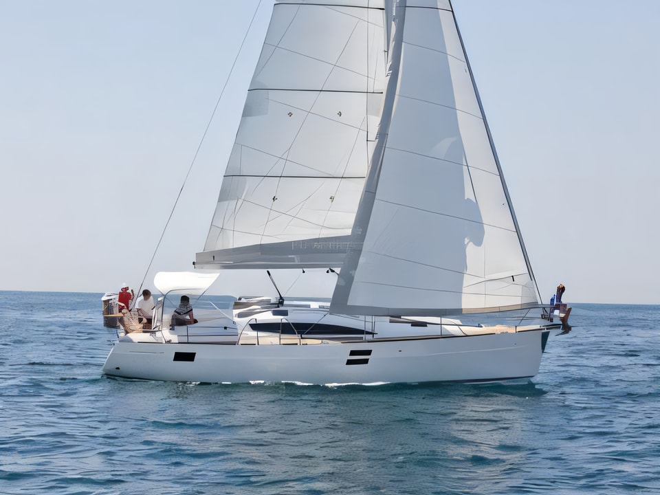 Exterior overview of Elan 40 Impression sail boat for charter from Primosten Marina Kremik in the Sibenik sailing area Croatia