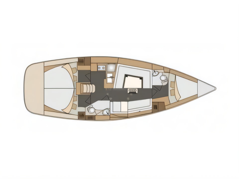 Layout of Elan 40 Impression sail boat with 3 cabins Croatia yacht charter