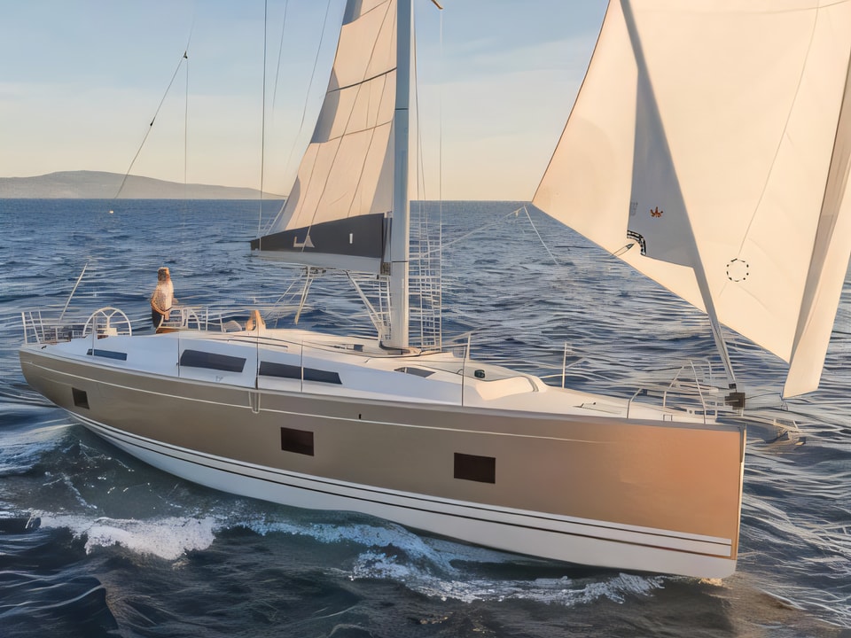 Exterior overview of Hanse 418 sail boat for charter from Split ACI Marina in the Split sailing area Croatia