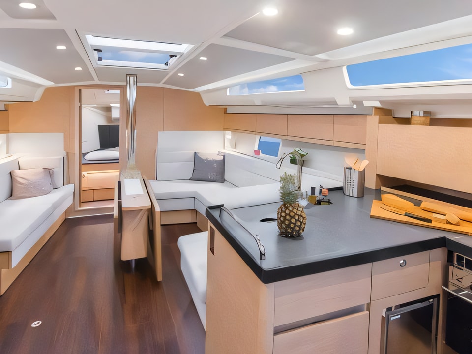 Interior of Hanse 418 sail boat with 3 cabins Croatia yacht charter