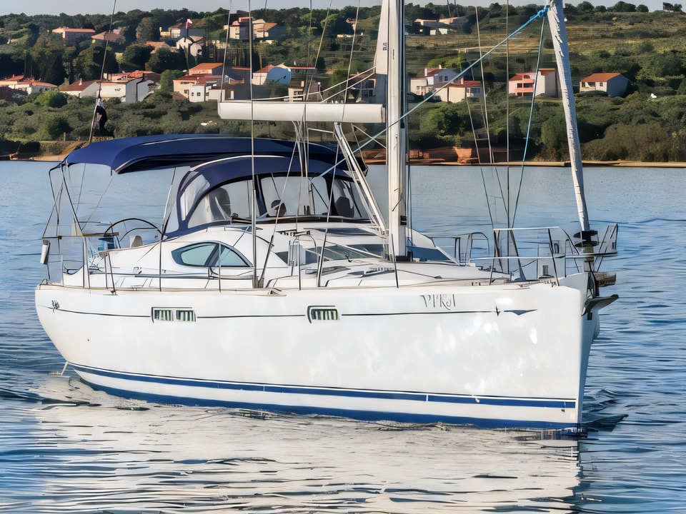 Exterior overview of Sun Odyssey 54DS sail boat for charter from Pirovac in the Sibenik sailing area Croatia